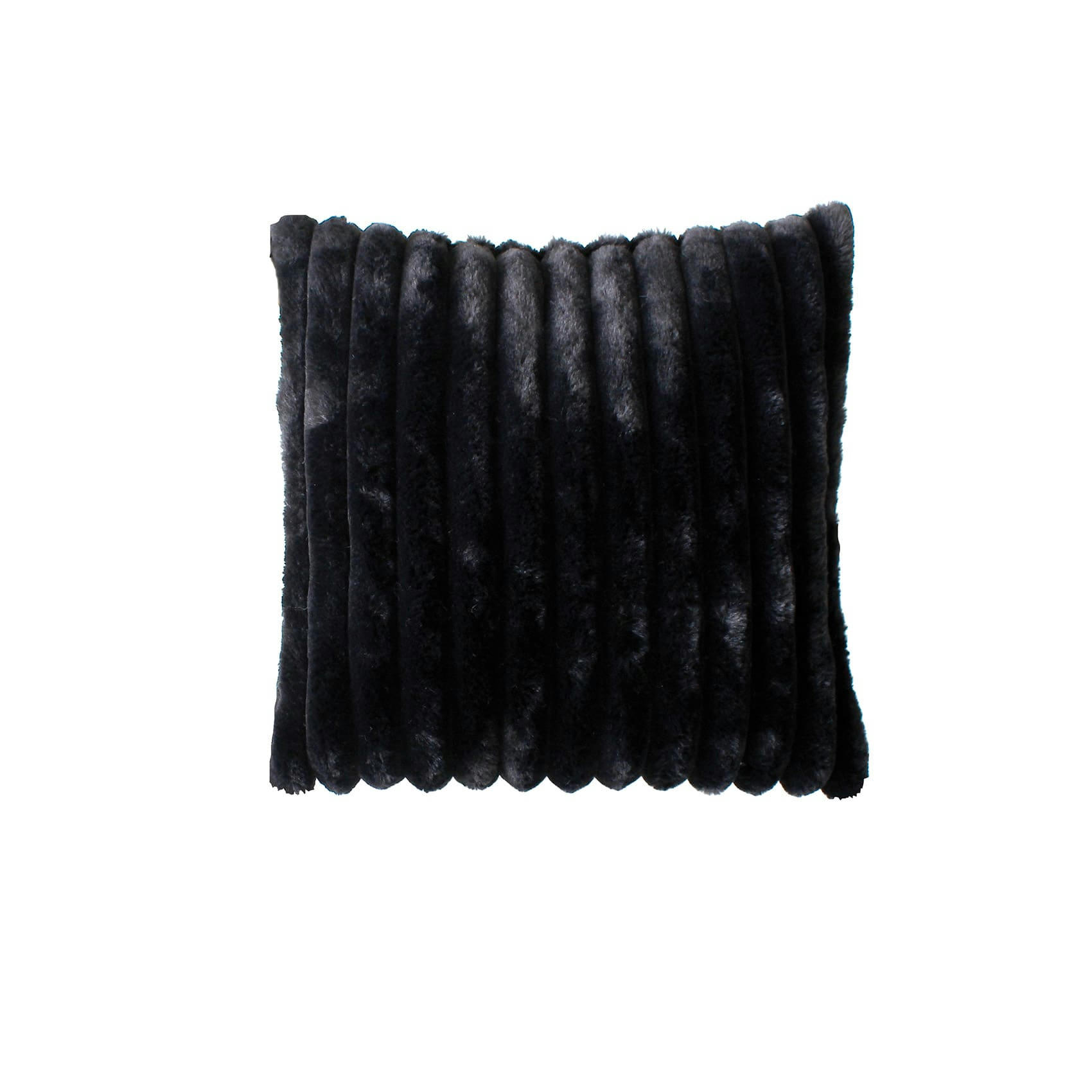 - Coussin côtelé effet fourrure noir 40x40cm