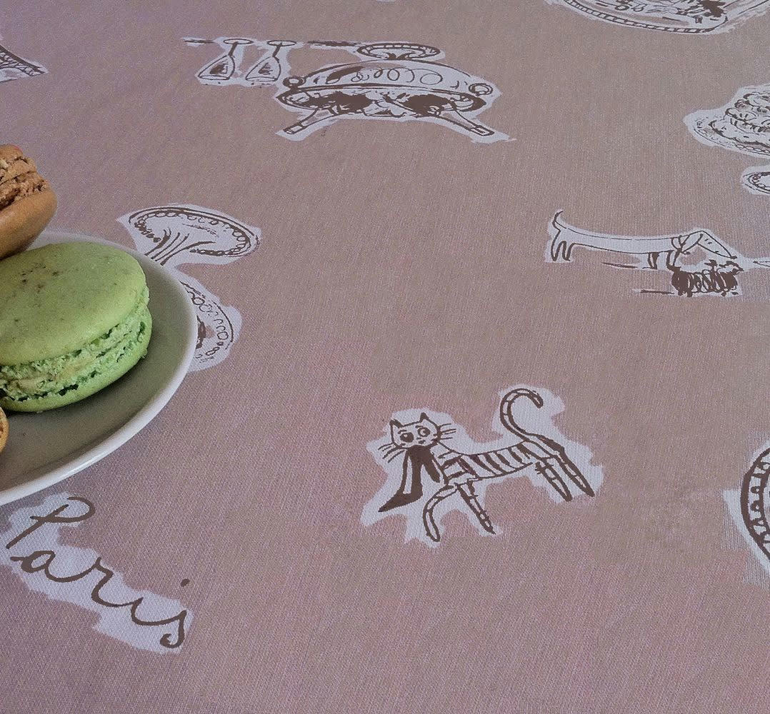 PARIS - Nappe enduite rectangle 160 x 200 cm taupe