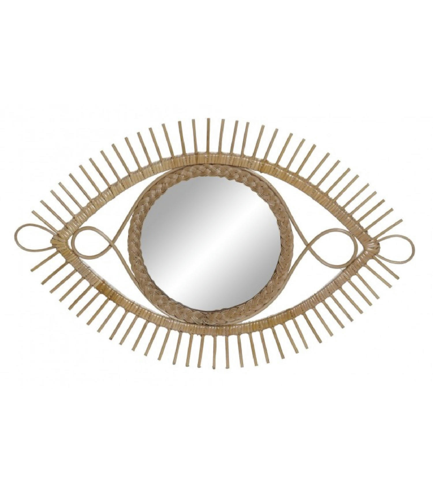OEIL - Miroir en rotin naturel 45x71