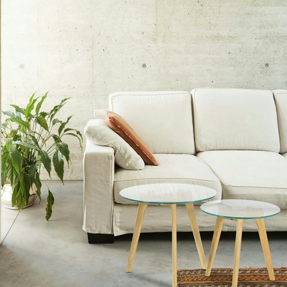 - Tables gigognes en verre trempé (lot de 2)