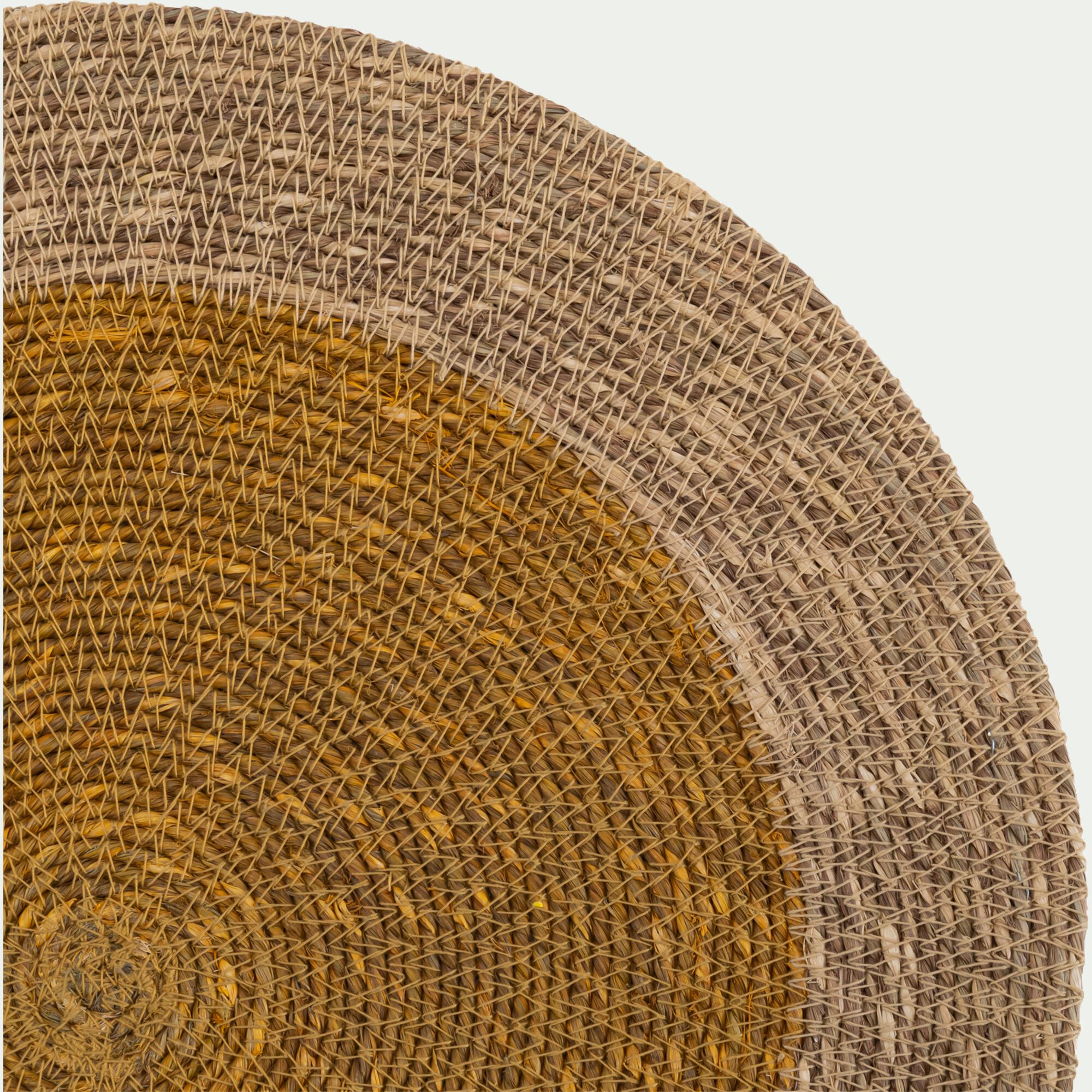 LAMIS - Lot de 2 sets de table ronds en jonc de mer 38cm - jaune