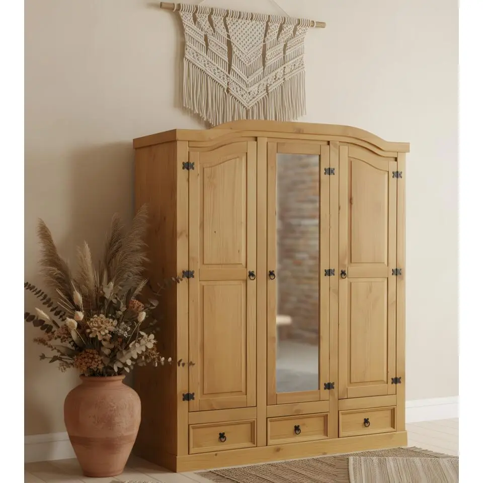 Hioshop New Mexico 3-deurs kledingkast met spiegel