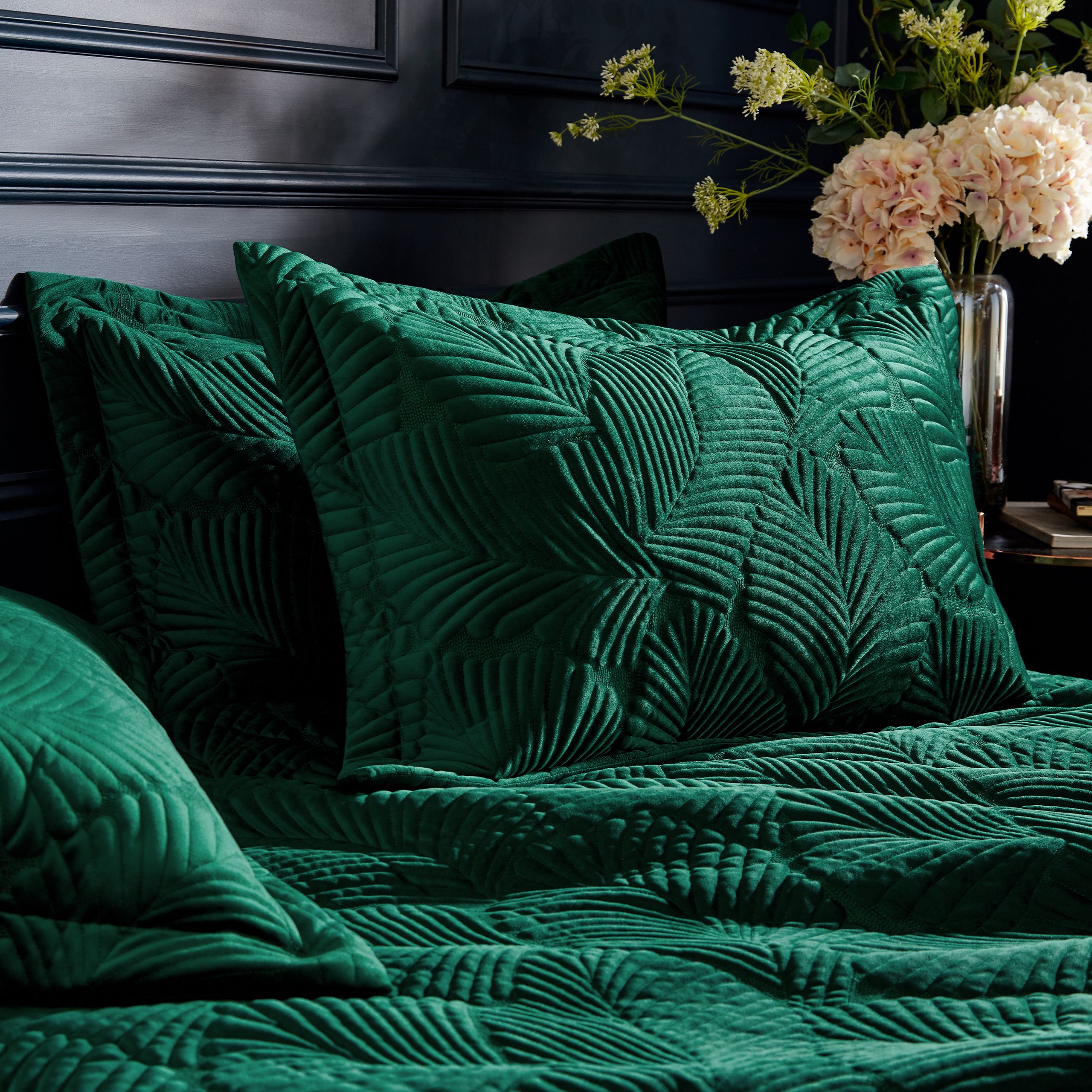 Paoletti Palmeria Quilted Velvet Pillowcase