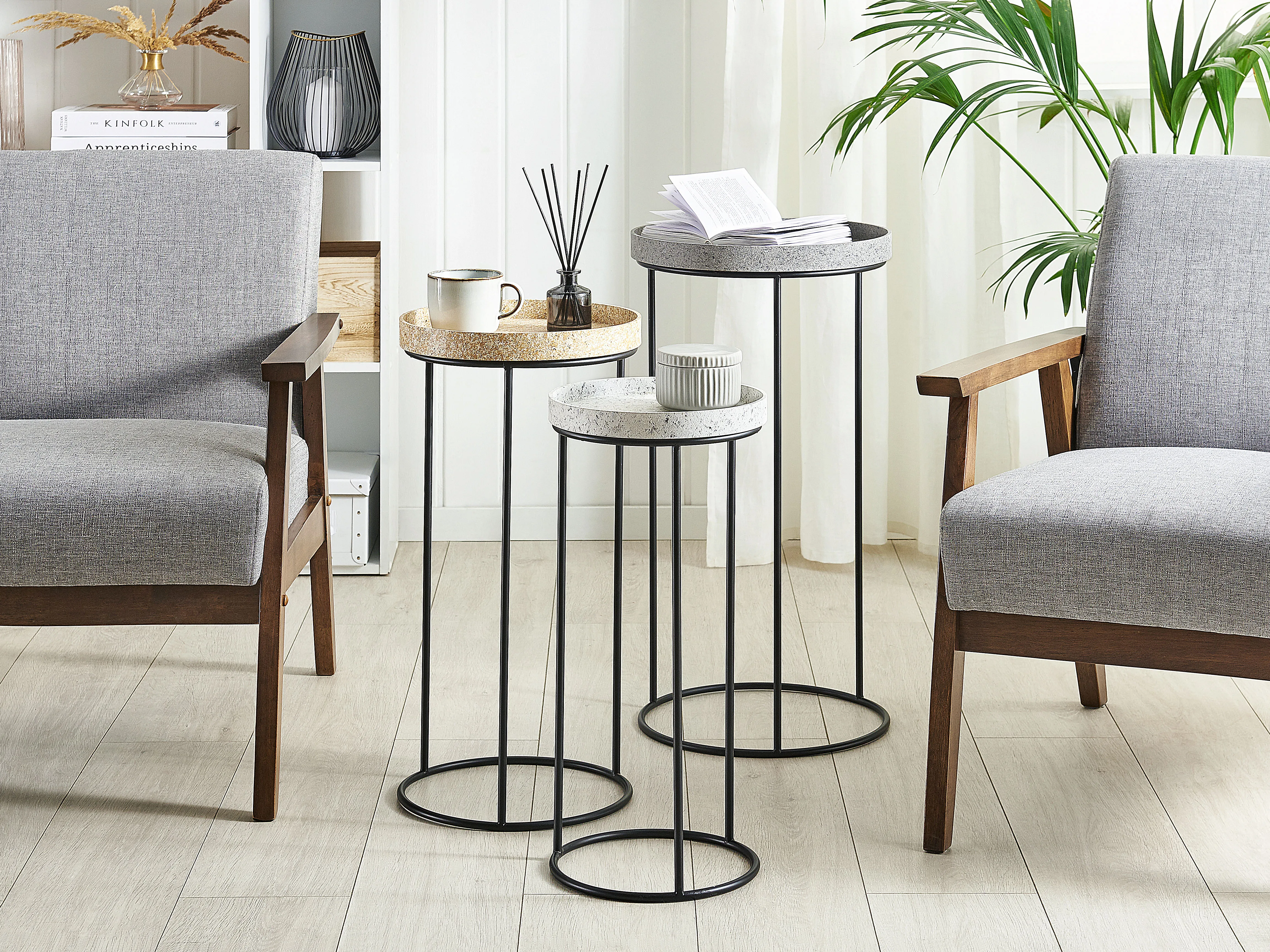 Set of 3 Side Tables TEXON Black