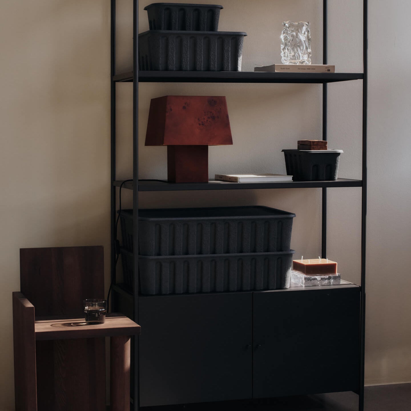 Ferm Living Paper Pulp Opbergdoos L - Set van 2 - Charcoal