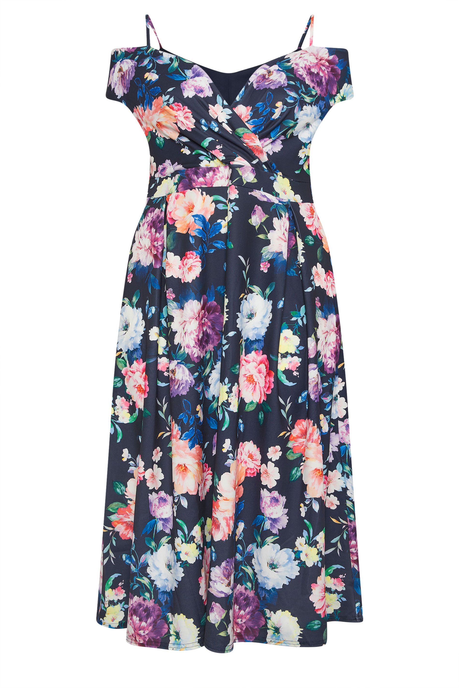 Yours Bardot Floral Skater Dress