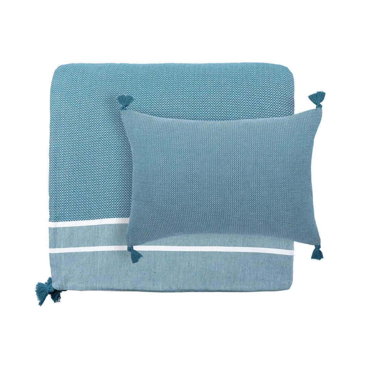 STOCKHOLM - Edredon coton  90x190 bleu pétrole