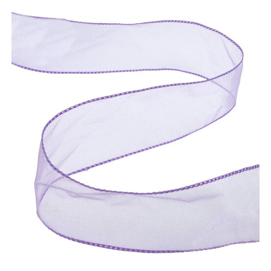 Lilac Wire Edge Organza Ribbon 63mm x 3m