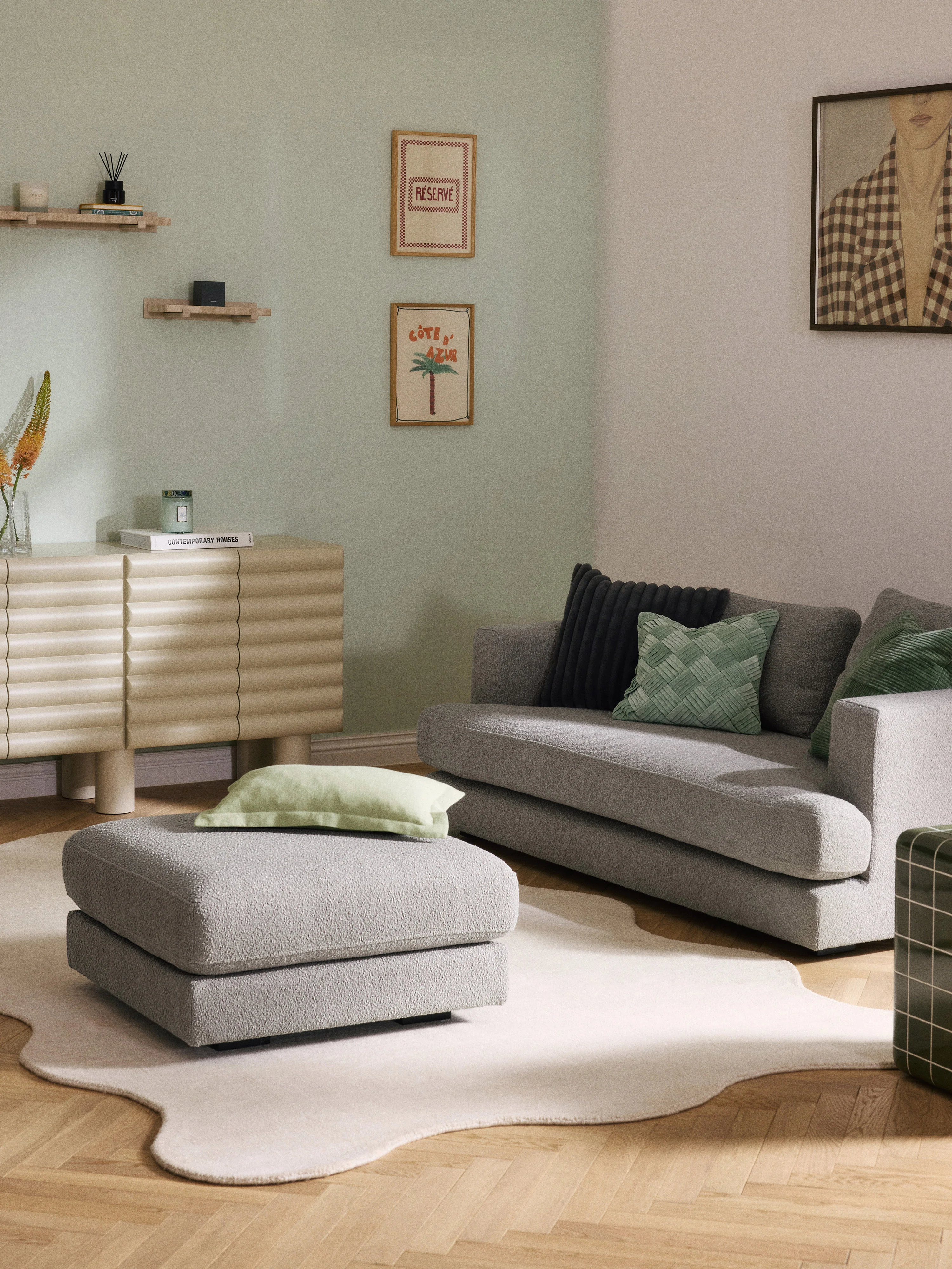 Bouclé Sofa-Hocker Tribeca
