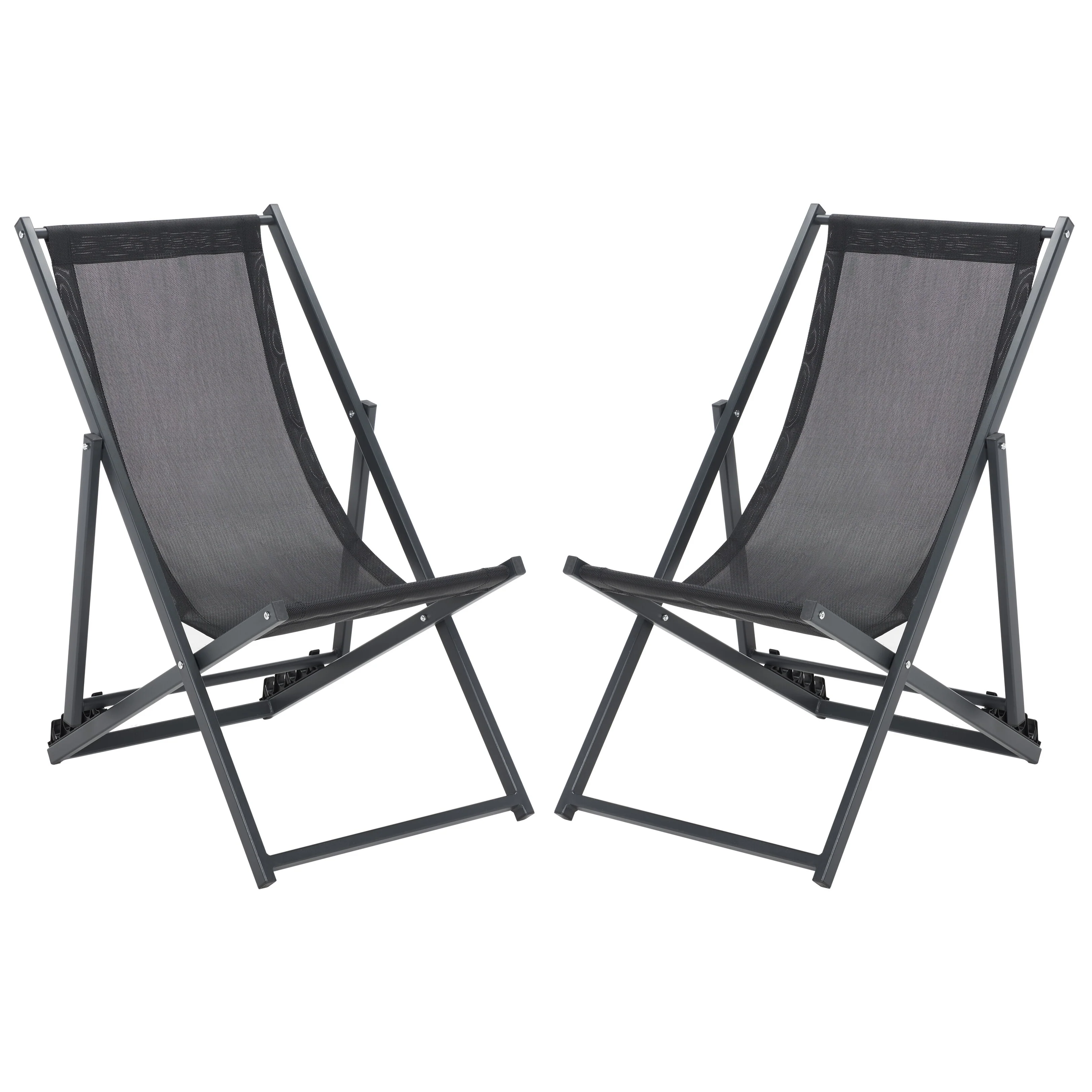 SAFAVIEH Outdoor Malaya Set of 2 Sling Chairs - 36 W x 22 D x 30 H - 36Wx22Dx30H