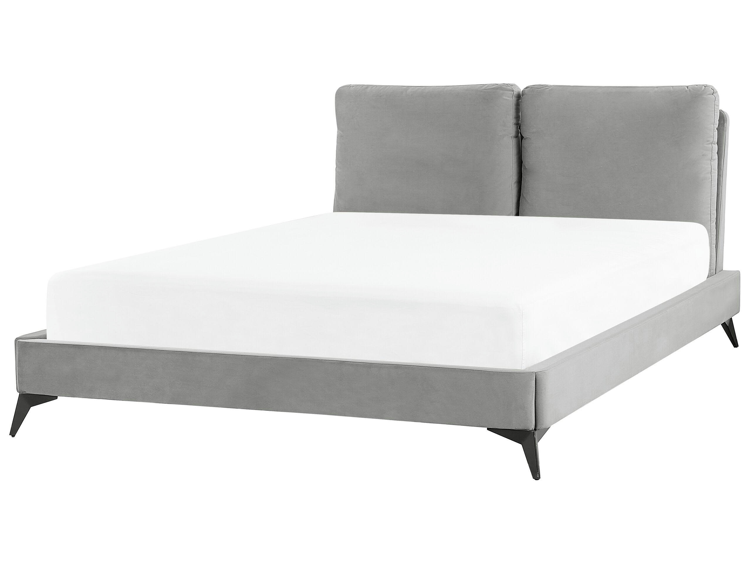 MELLE - Lit double en tissu gris 140x200