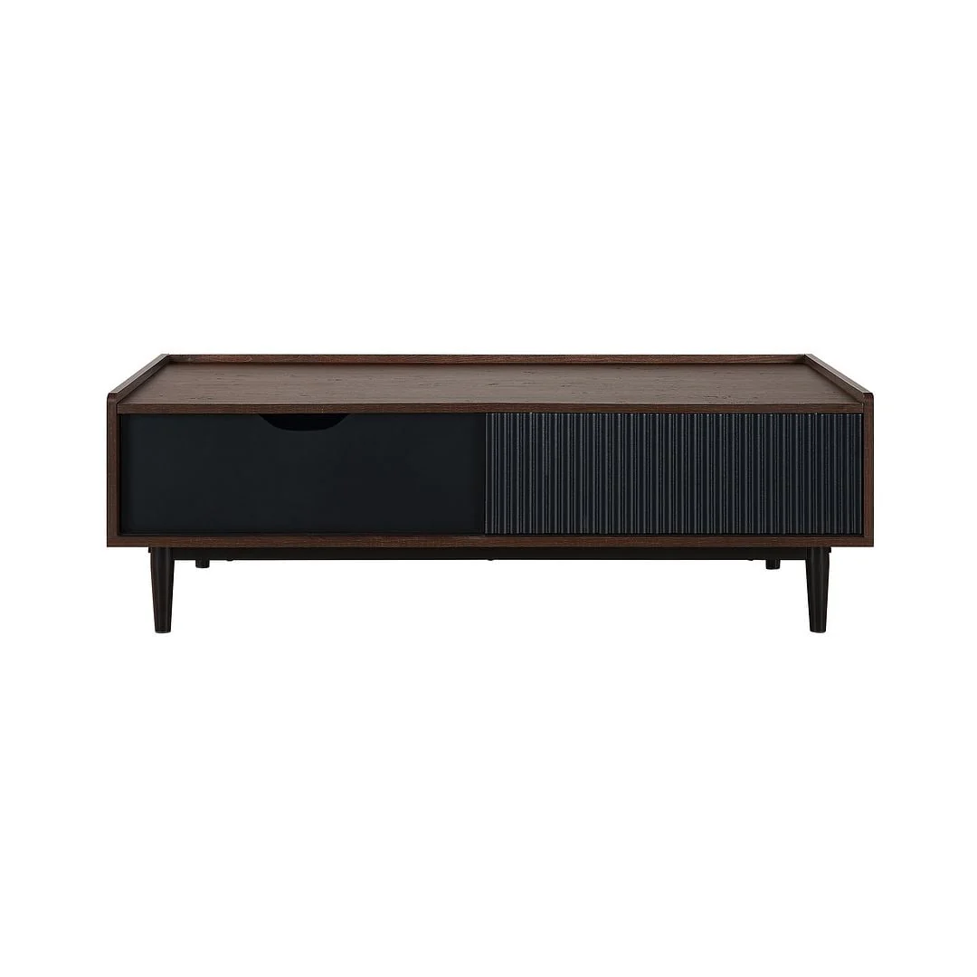 Manhattan Comfort Duane Modern Ribbed Coffee Table with Drawer and Shelf