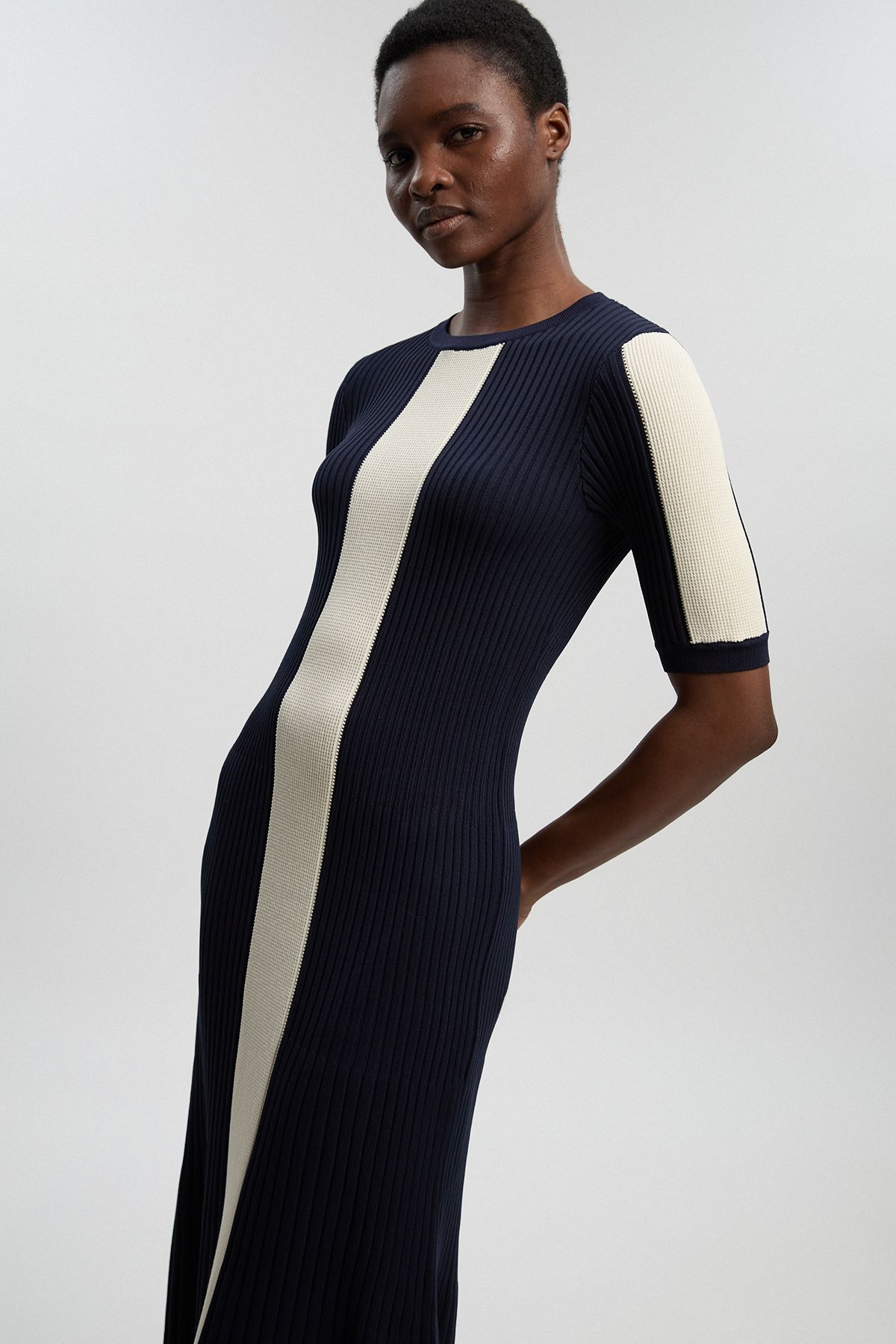 KarenMillen Colour Block Rib Knitted Maxi Dress
