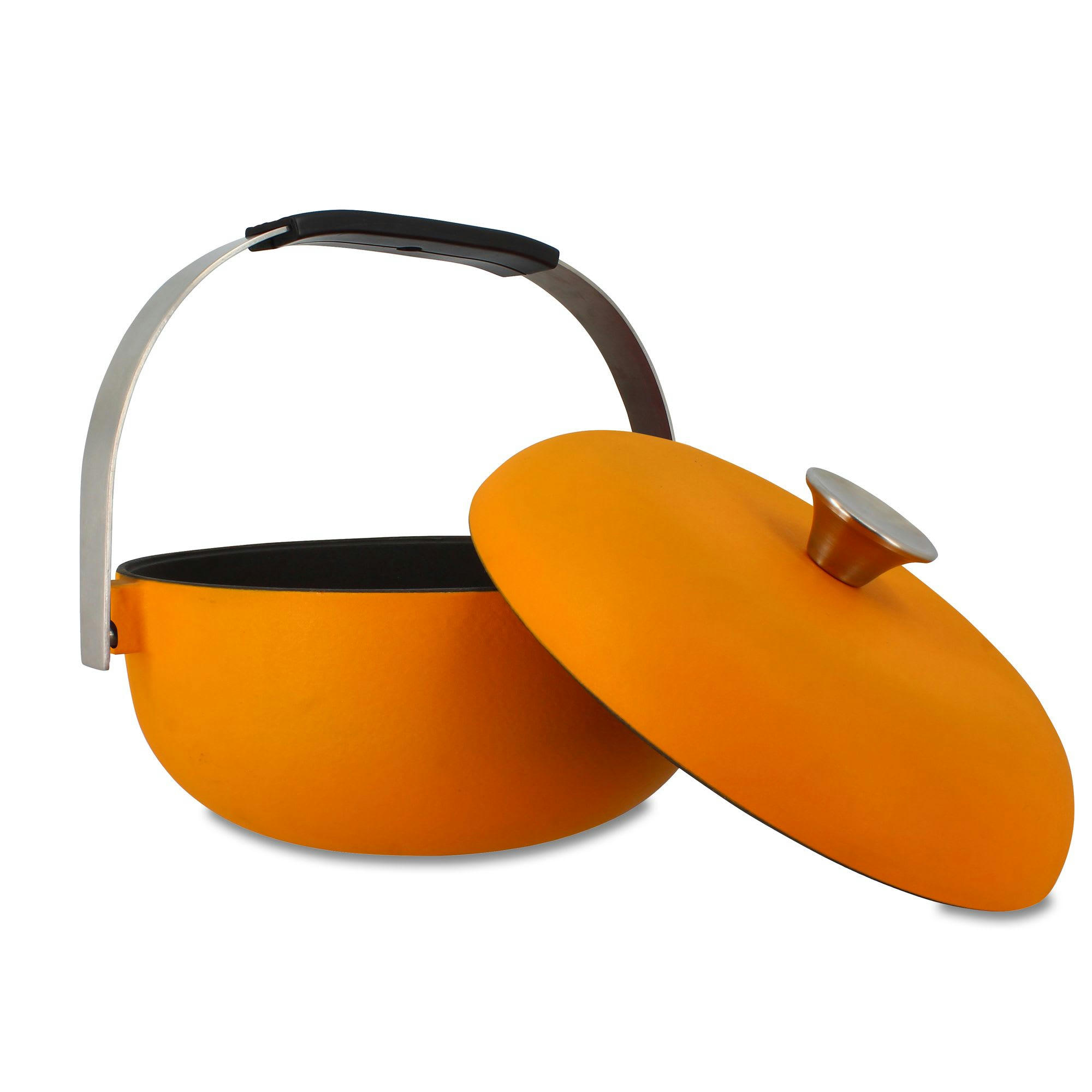 OLAF - Cocotte en fonte jaune Ø24cm avec anse en acier inoxydable