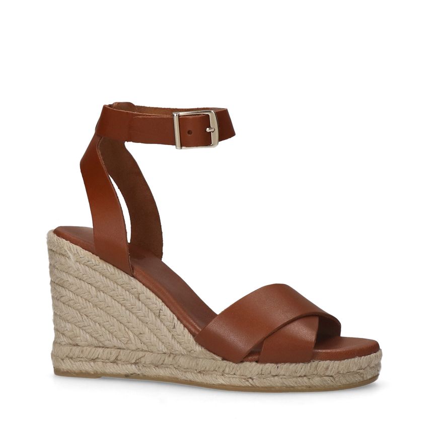 Manfield Cognac leren sleehakken