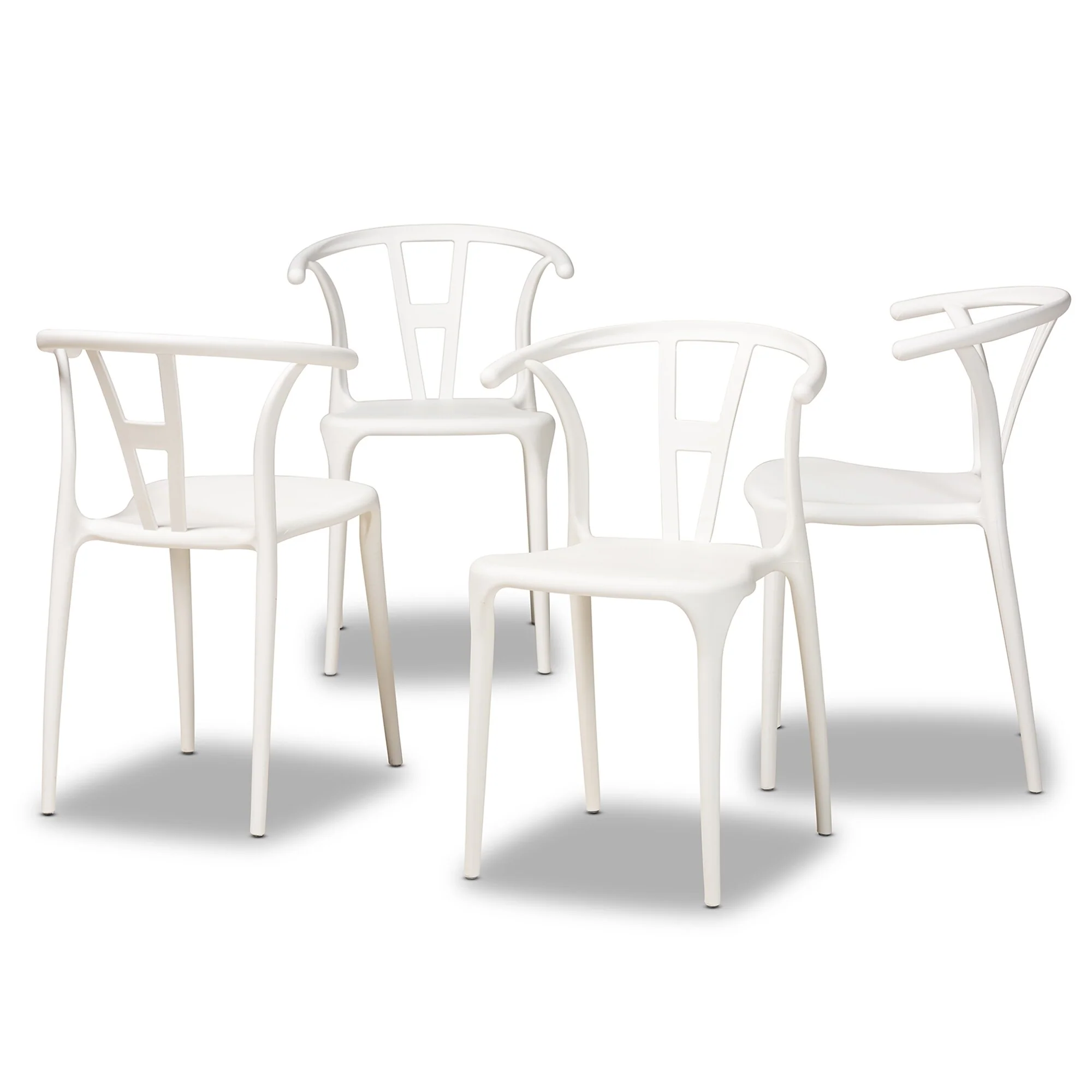 Warner Modern and Contemporary 4-Piece Plastic Dining Chair Set