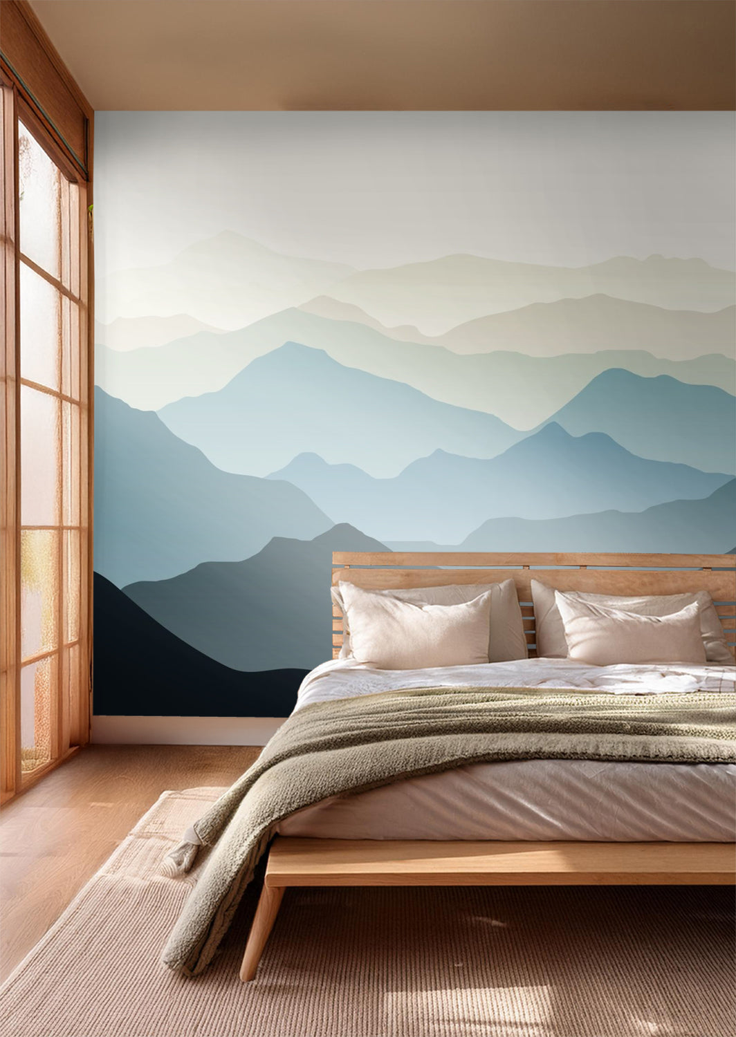 Sanders & Sanders fotobehang berglandschap blauw - 375 x 270 cm - 600983
