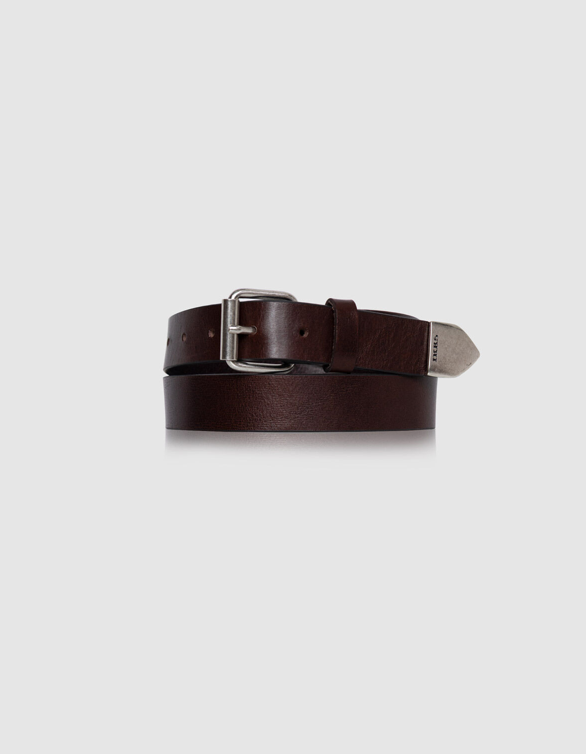 Ceinture marron cuir bout métal Homme