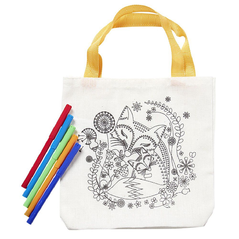Sac totebag à colorier avec 5 feutres 2 modèles