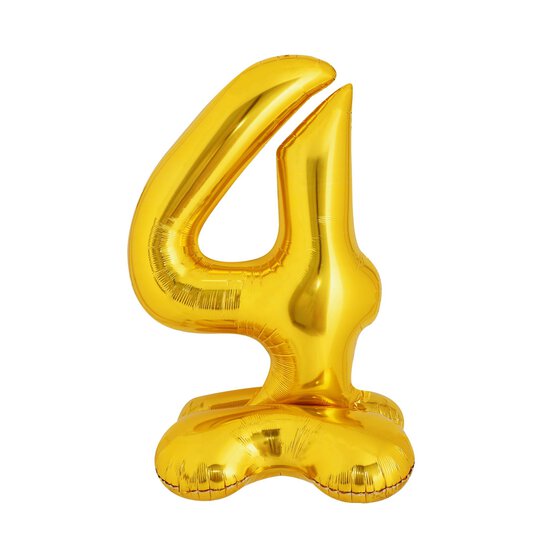 Standing Gold Number 4 Balloon 1m