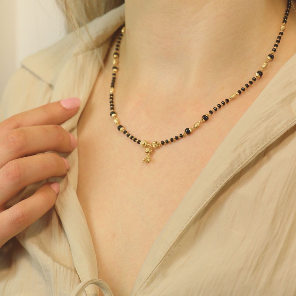 The Colourful Aura Gold Black Beaded Indian Asian Nazar Mangalsutra Choker Necklace