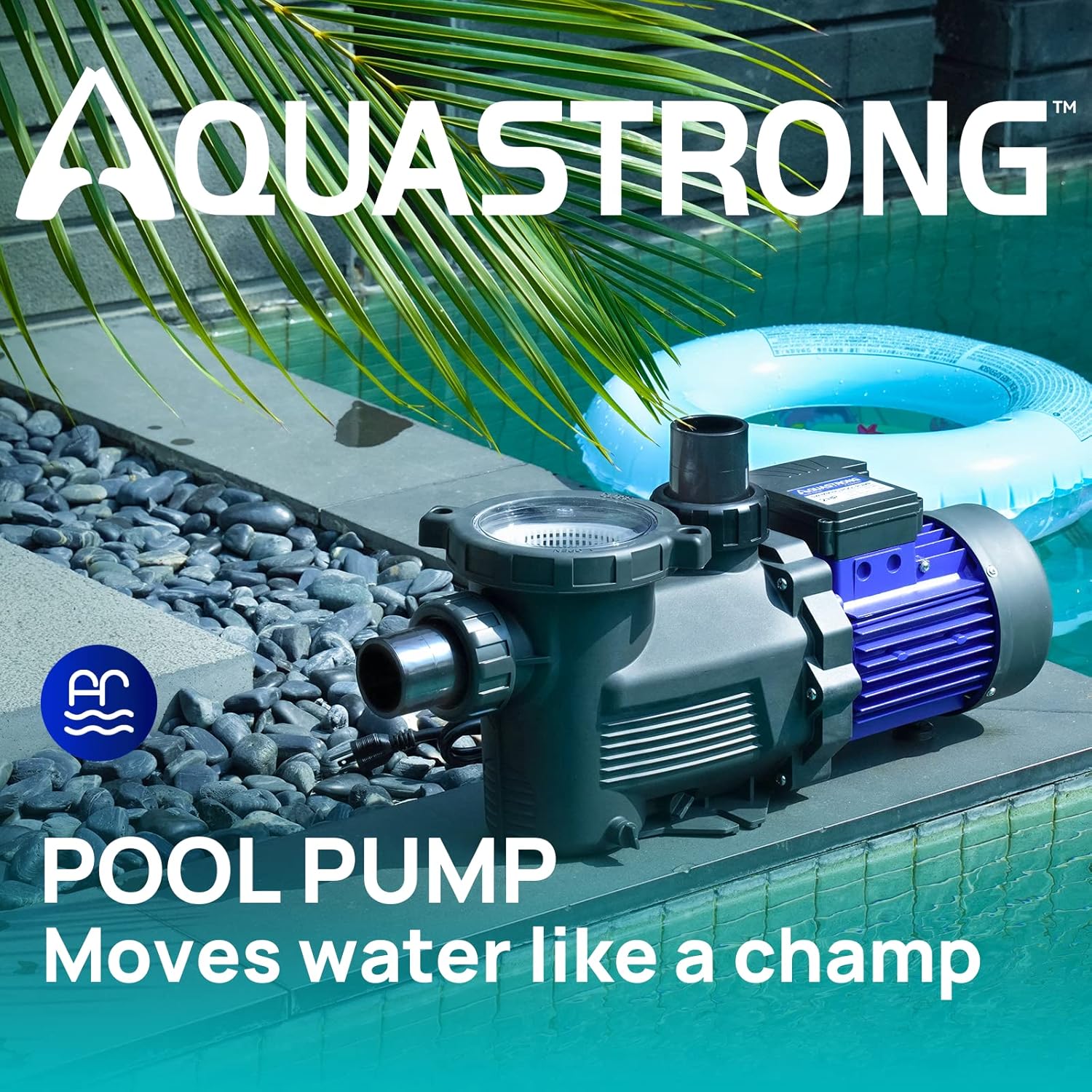Aquastrong In/Above Ground Pool Pump High Flow Self Primming Swimming Pool Pump Blue
