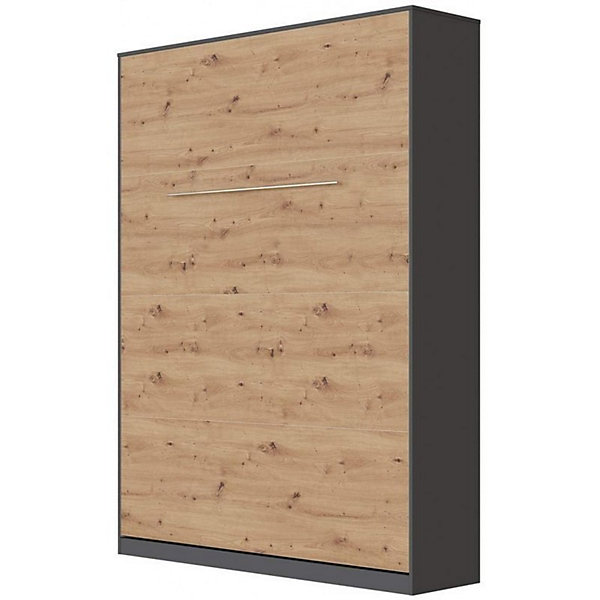 Lit escamotable  2 Placards Vertical 120x200 (50x2)cm Lit Mural Standard Anthracite-Chêne sauvage