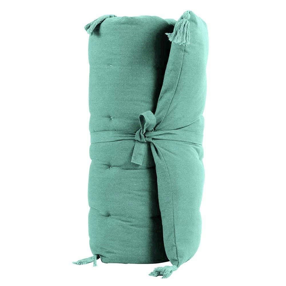 PACIFIQUE - Matelas de sol coton uni menthe + pompons 60x120cm