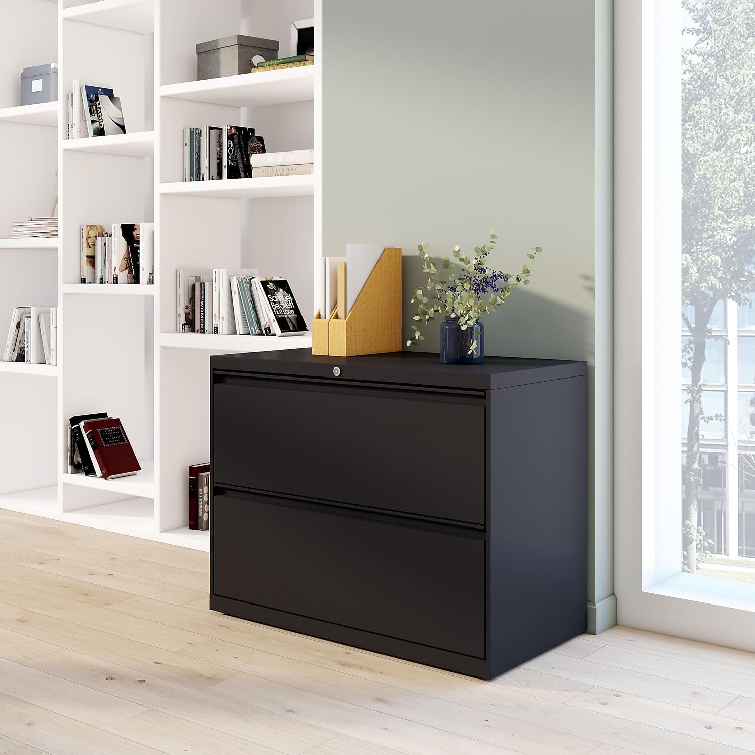 STAPLES 870395 Branded Commercial 36-Inch Wide 2-Drawer Lateral File Cabinet Black