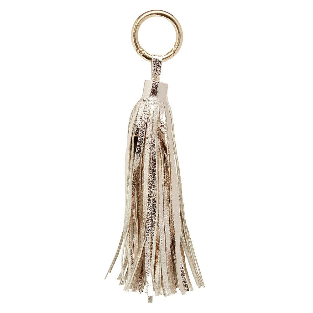 Porte-clé pompon uni forme embrase argenté ou doré
