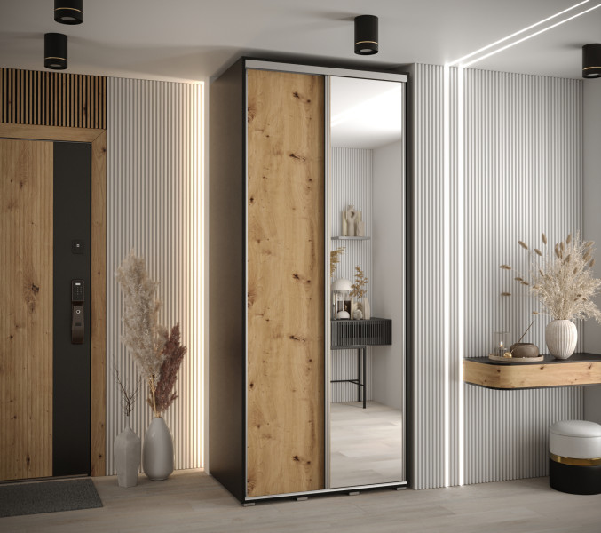 Szafa przesuwna 60 wysoka Davos 3 110 czarny artisan srebrny