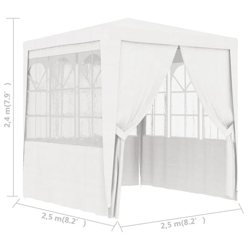 NNEVL Professional Party Tent with Side Walls 2.5x2.5 m White 90 g/m&sup2;