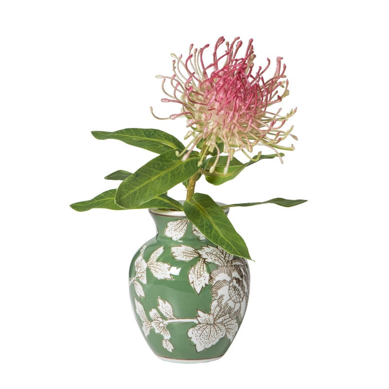 Vaas bloemenprint klein - groen - &Oslash;9x11.5 cm