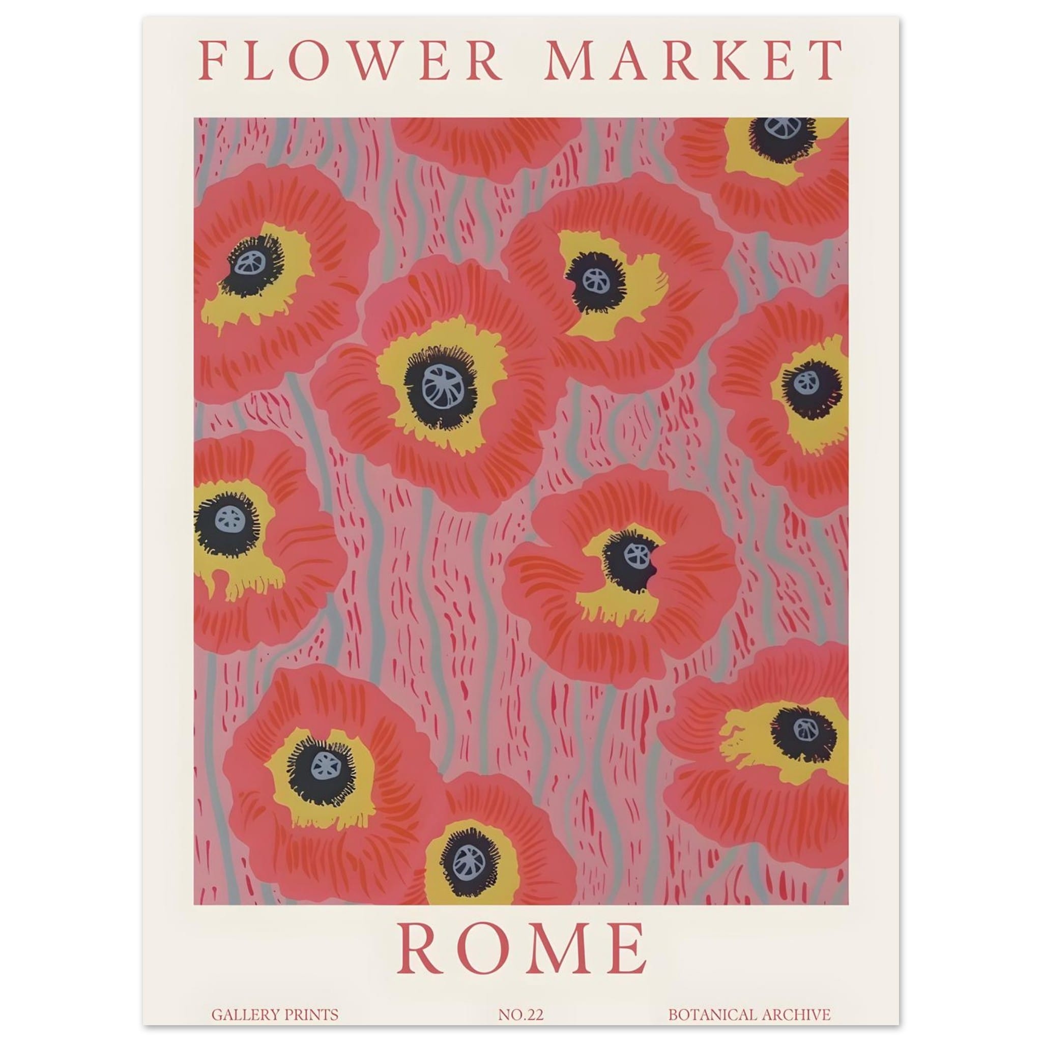 Artfulprints Poster Flower market - Rome  - 30x40 cm - Roze