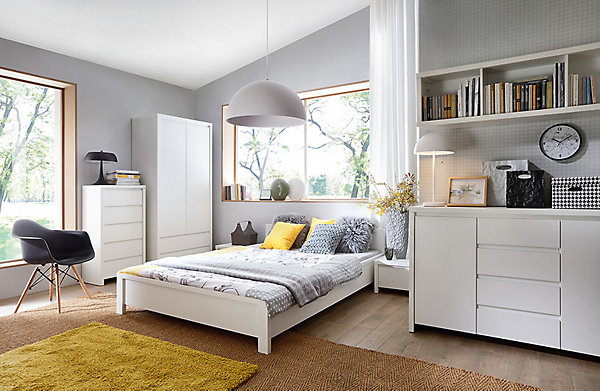 Lit adulte 160x200 coloris Blanc/Blanc Mat - Longueur 206,5 x Largeur 168 x Hauteur 35-60,5 cm