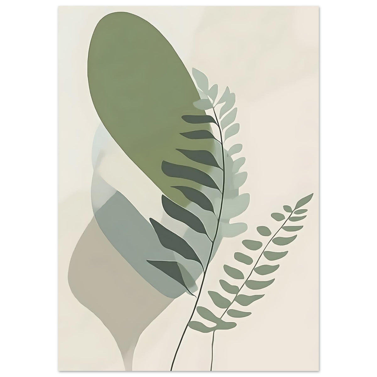 Artfulprints Poster Boho – Overlapping nature  - 50x70 cm - Groen