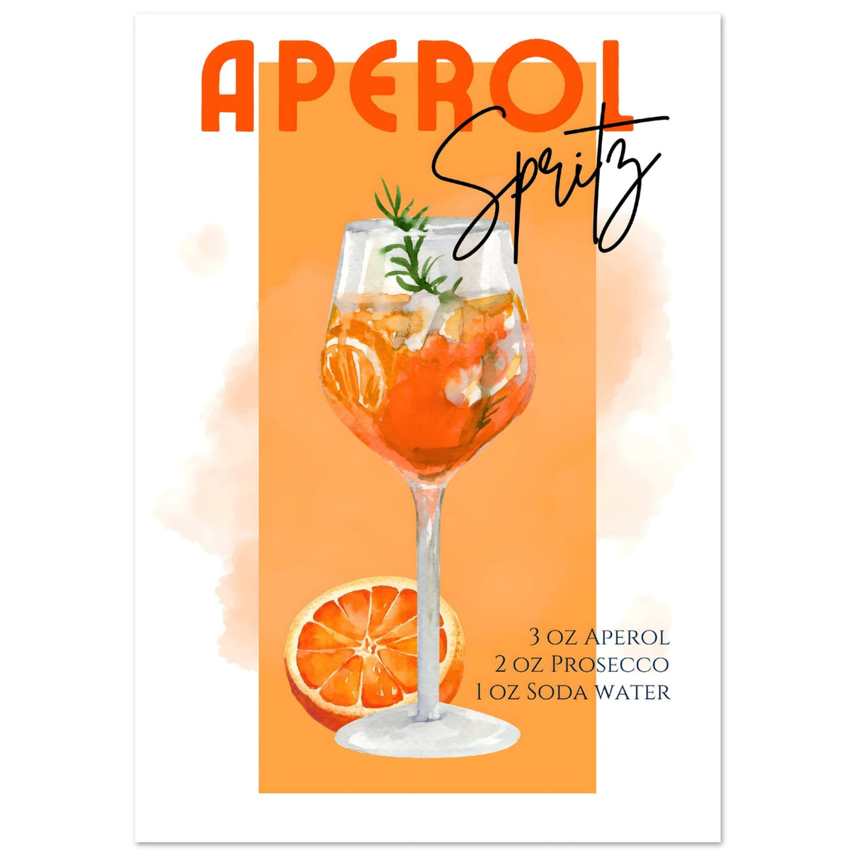 Artfulprints Poster Aperol Spritz - Orange  - A4 21x29.7 cm - Oranje