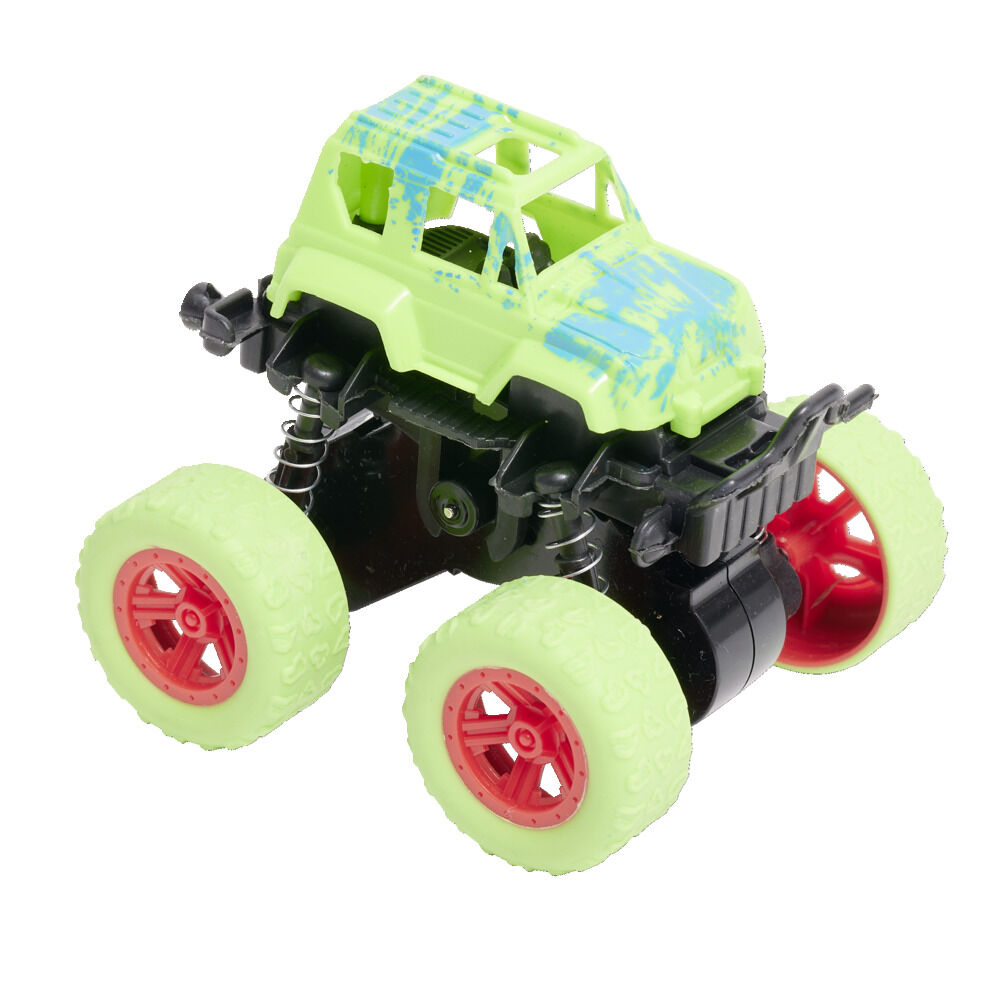 Véhicule à friction type 4x4 monster truck en plastique vert 8,7x7,8xH7,5cm