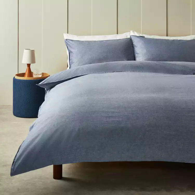 Habitat Cotton Denim Edged Blue Bedding Set - Single
