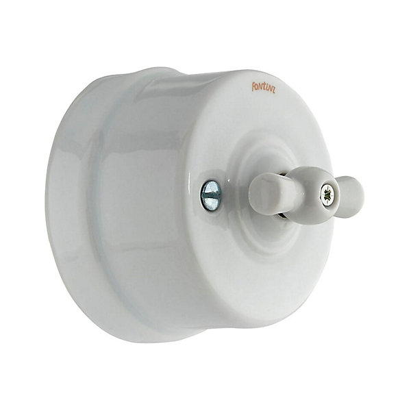 Interrupteur va-et-vient saillie Fontini Garby Porcelaine blanche, manette blanche