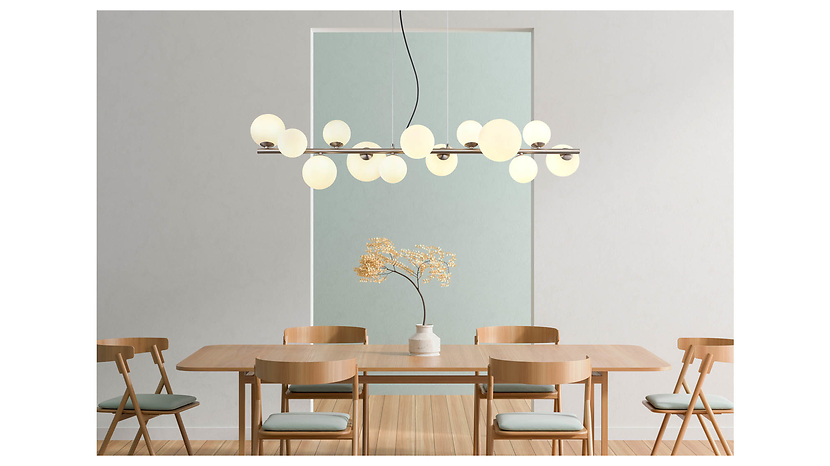 Lampa wisząca Riha 13-punktowa metalowa srebrna