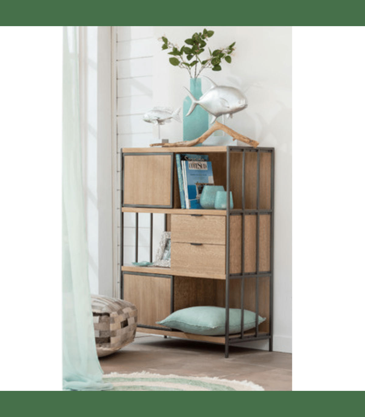 ZATI - Etagère 3 niveaux - 2 tiroirs et 2 portes - Marron