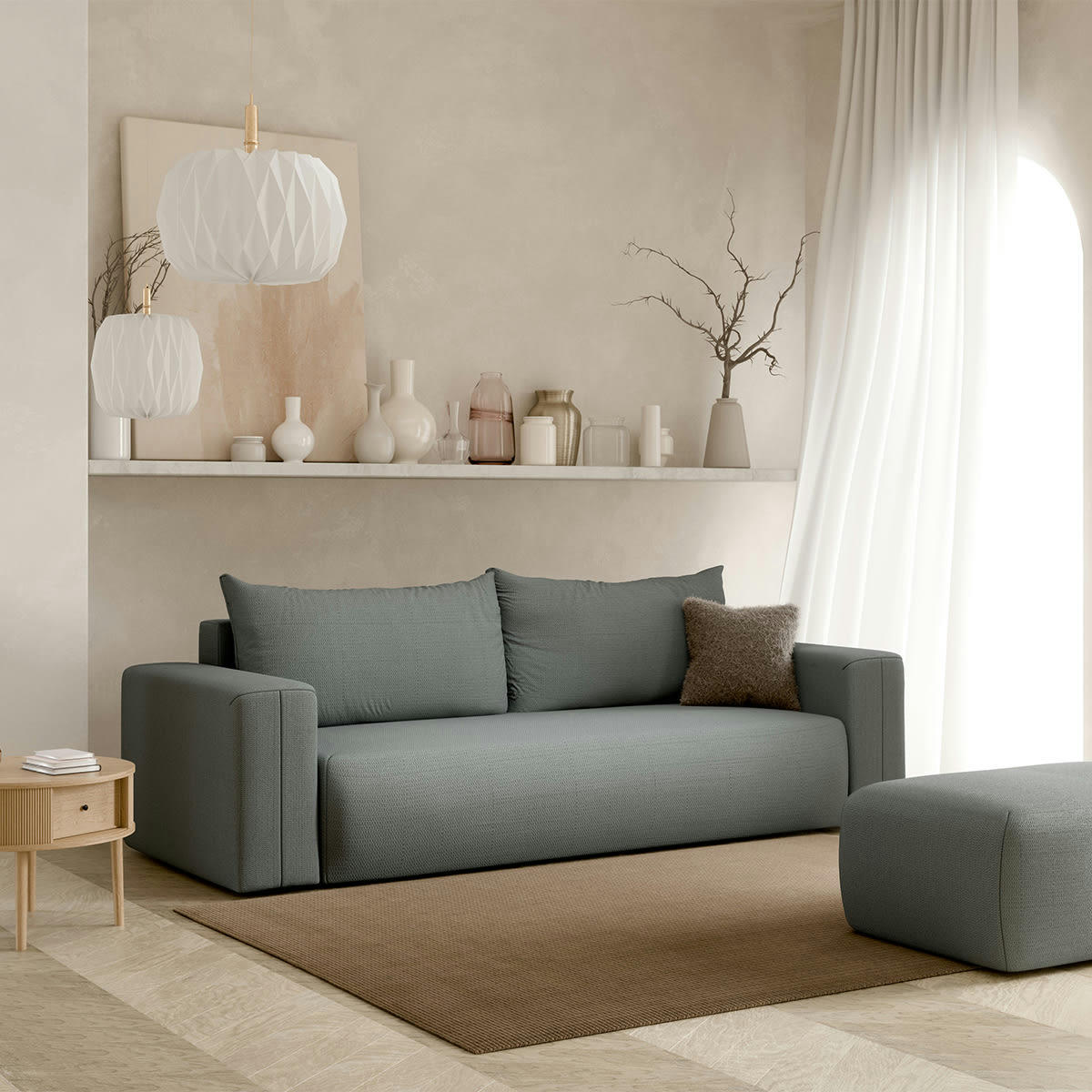 - Canapé convertible 3 places coffre gris