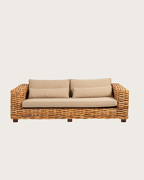 Canapé de jardin 3 places en rotin tressé - Uniqka