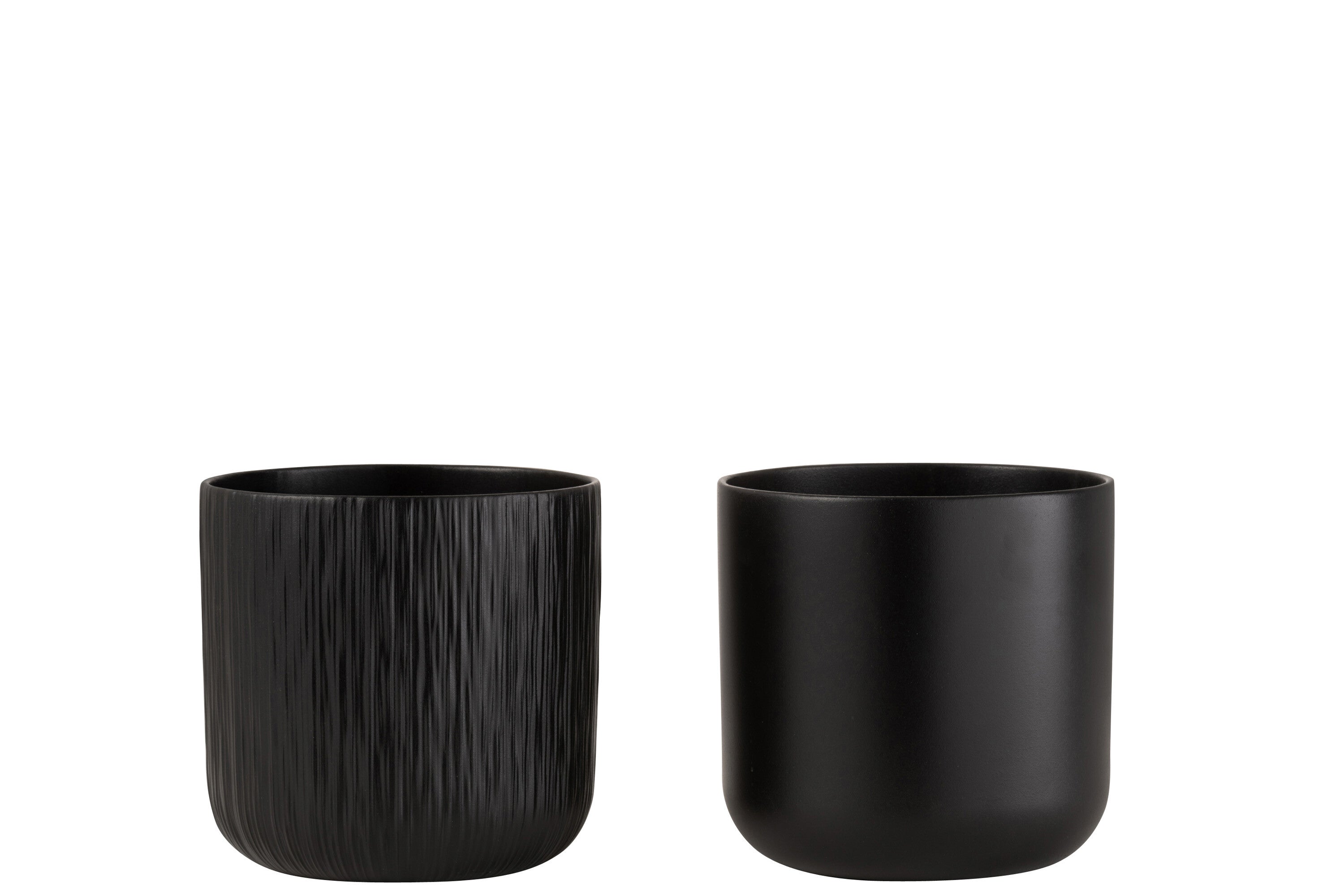J-Line bloempot Gen - keramiek - zwart - large - 2 stuks - Ø 18.5 cm