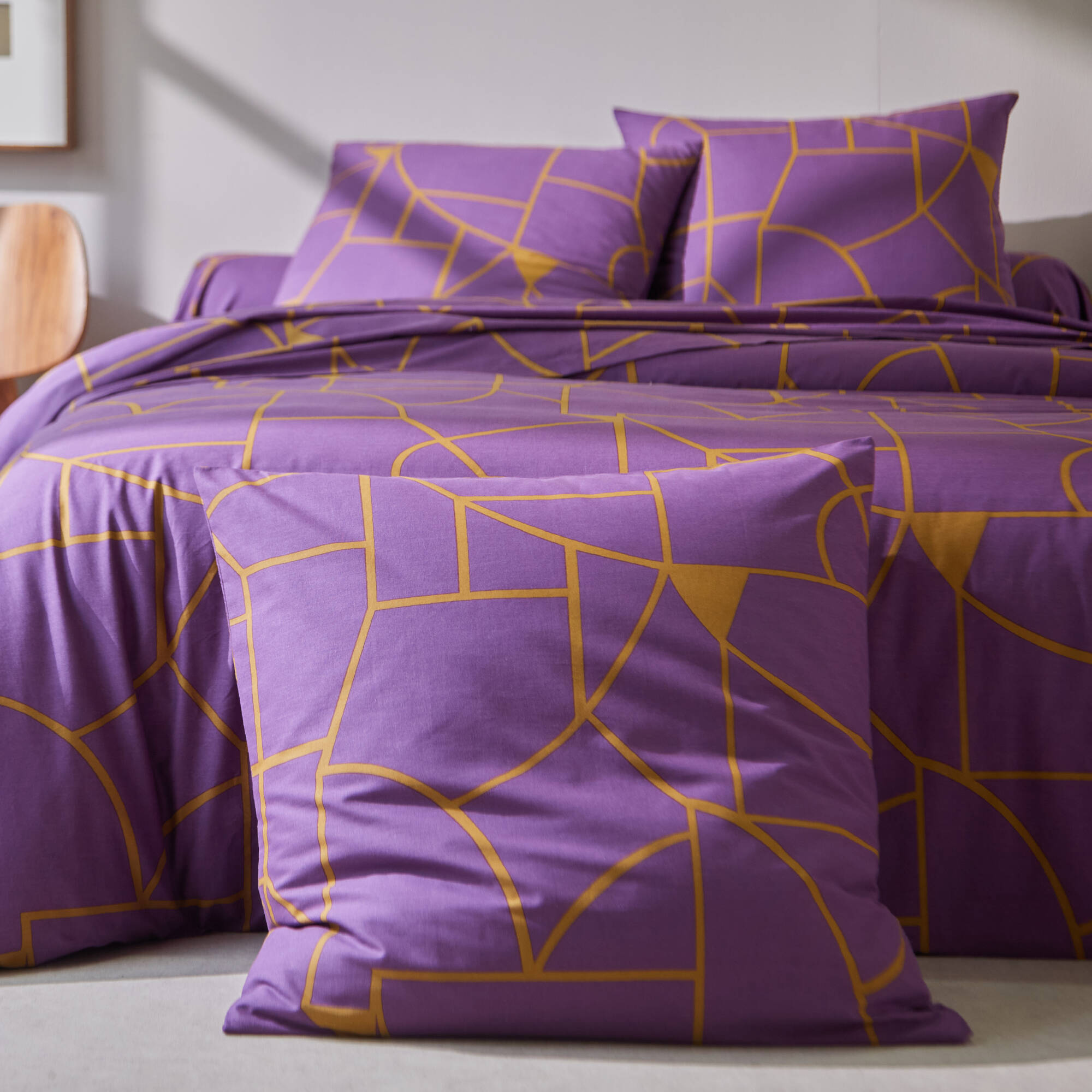 Linge de lit Geoffroy en coton à motifs graphiques