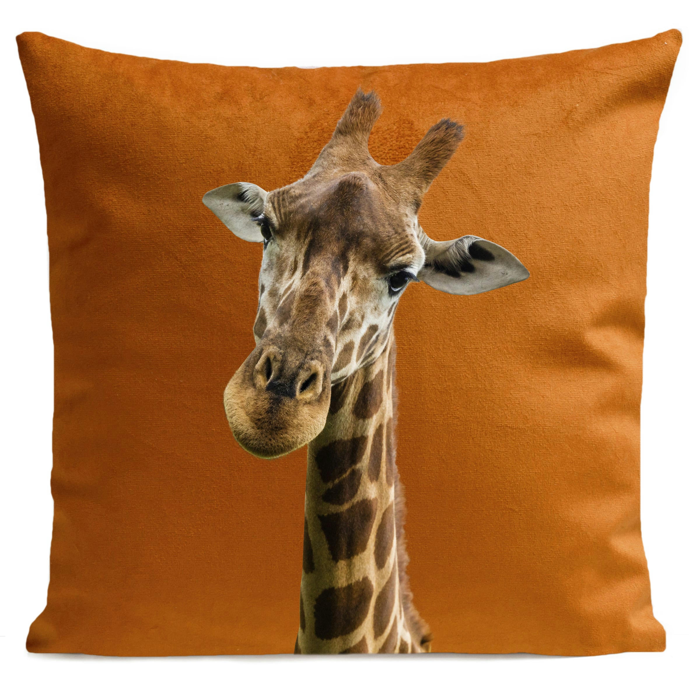 - Coussin enfant girafe suédine orange 40x40cm