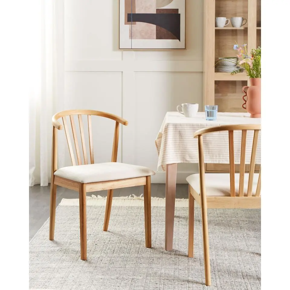 CRAIG - Eetkamerstoel set van 2 - Lichtbeige - Licht Hout
