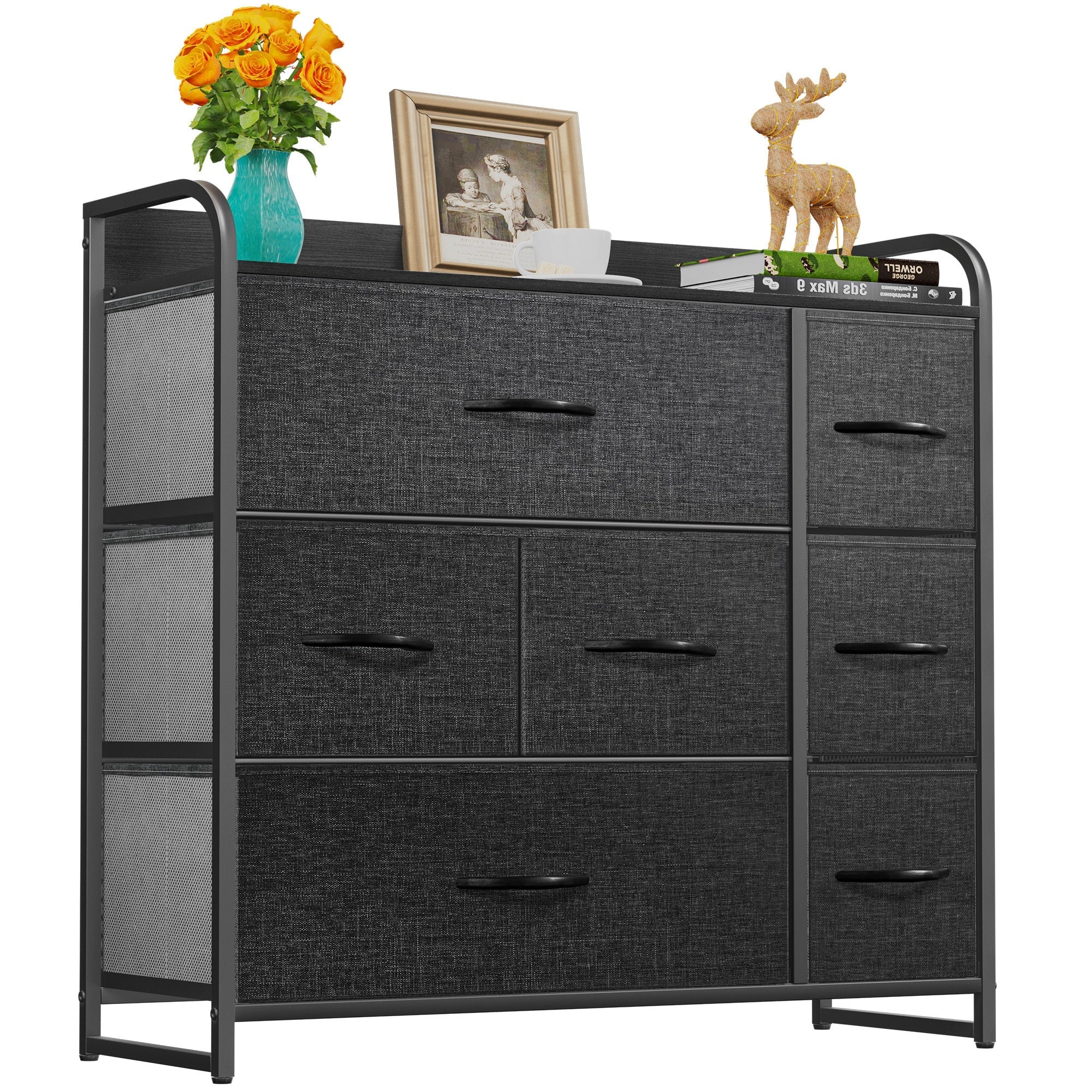 Multifunction 7 Drawers Furniture Storage Chest Grey 7-Drawer Dresser