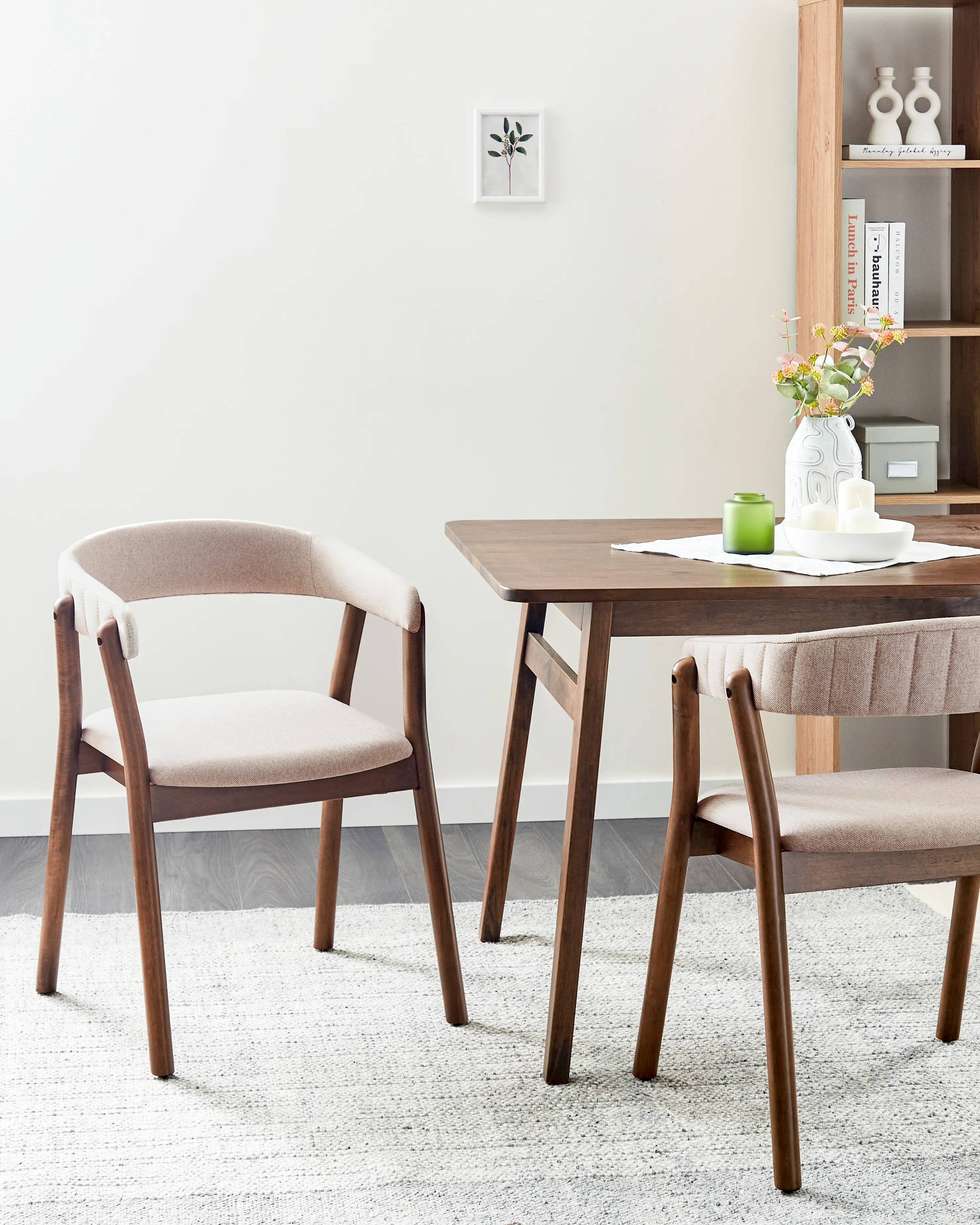 Set of 2 Dining Chairs MYLO Fabric Dark Brown/ Beige